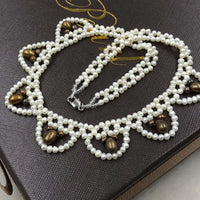 ELEISPLJEWELRY 3-4MM White Freshwater Pearls Choker Necklace #508-4-6