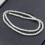 ELEISPLJEWELRY One Strand Fine Small 3-4mm White Near Round Freshwater Pearls  Necklace