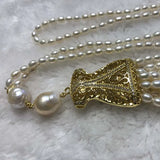 ELEISPL JEWELRY Sweater Long Necklace 60cm +15cm Pendant 4mm Rice Freshwater Pearls #23500-2