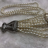 ELEISPL JEWELRY Sweater Long Necklace 85cm +11cm Pendant 4mm Rice Freshwater Pearls #23500-2