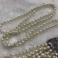 ELEISPL JEWELRY Sweater Long Necklace 85cm +11cm Pendant 4mm Rice Freshwater Pearls #23500-2