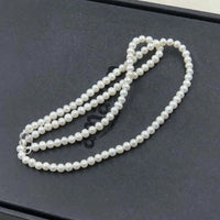 ELEISPLJEWELRY One Strand Fine Small 3-4mm White Near Round Freshwater Pearls  Necklace