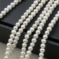 ELEISPLJEWELRY One Strand Fine Small 3-4mm White Near Round Freshwater Pearls  Necklace