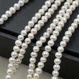 ELEISPLJEWELRY One Strand Fine Small 3-4mm White Near Round Freshwater Pearls  Necklace