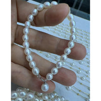 AAA Lots Gorgeous 5-5.5mm Rice Shape White freshwater pearl bracelets Free shipping