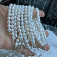 AAA Lots Gorgeous 5-5.5mm Rice Shape White freshwater pearl bracelets Free shipping