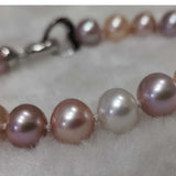 Genuine AAA 9mm Round Bright Multicolours Freshwater Pearl Bracelet S925 Sterling Silver Clasp