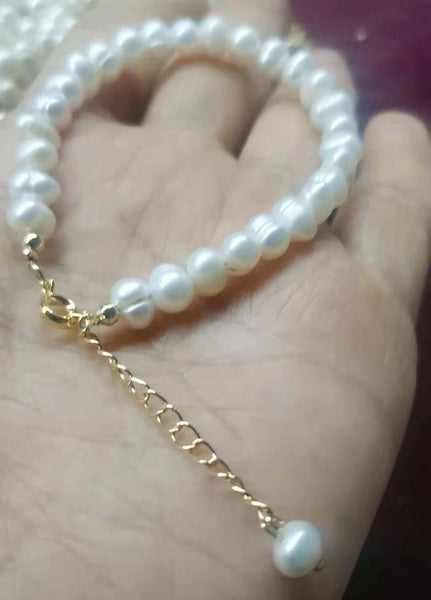 Newly Wholesale 100Strands 6-7mm White Freshwater Pearl Bracelets