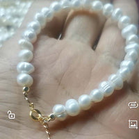 Newly Wholesale 100Strands 6-7mm White Freshwater Pearl Bracelets