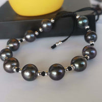 Wholesale Handcraft Jewelry Black Genuine Pearl Bracelet adjust Length