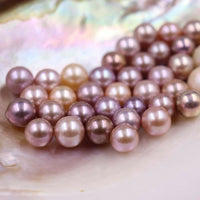 Gorgeous 10 pcs 9.5-10mm round undrilled freshwater pearl purple more