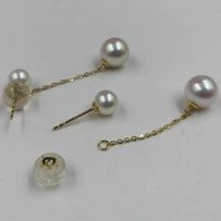 Newly Studs&Dangle AAA round Pearl 18k yellow gold women earring