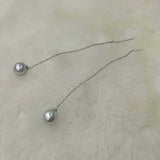 Western style earring 925 silver 8mm drop gray freshwater pearl