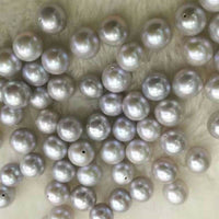 Hall drilled 10 pcs near 9mm round gray freshwater pearl