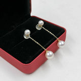 Newly Studs&Dangle AAA round Pearl 18k yellow gold women earring