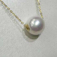 AAA 10mm round natural pearl 18k-gold chain 45cm necklace