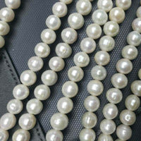 wholesale 10strands white 9mm freshwater cultured pearl near potato round beads