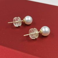 Newly Studs&Dangle AAA round Pearl 18k yellow gold women earring