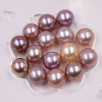 Gorgeous 10 pcs 9.5-10mm round undrilled freshwater pearl purple more