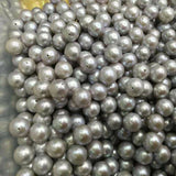 Hall drilled 10 pcs near 9mm round gray freshwater pearl