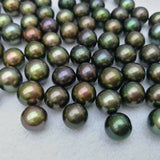 wholesale 10 pcs loose half drilled black cultured freshwater pearl  half hole