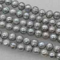 wholesale 5 Qty grey freshwater pearl 8.5-9.5mm loose beads near potato shape