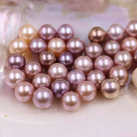 Gorgeous 10 pcs 9.5-10mm round undrilled freshwater pearl purple more