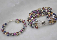 Wholesale 10 Pieces Multi-colored real freshwater pearl bracelets magnetic clasp