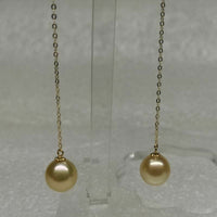 G18K Near round drop gold sea water pearl pendant & dangle earring set