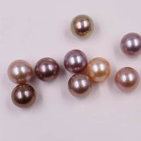 Gorgeous 10 pcs 9.5-10mm round undrilled freshwater pearl purple more