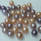 wholesale 10 pcs fine luster 9.5-10mm round mixed natural pearl half hole