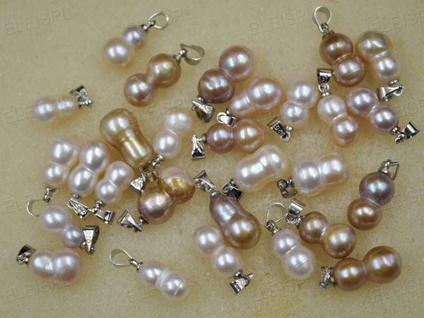 wholesale 50 PCS Natural color "8" shape real Freshwater pearl pendants