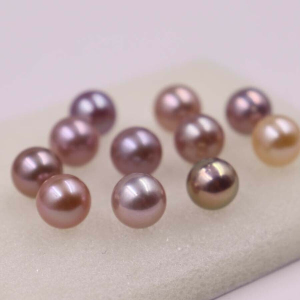 Gorgeous 10 pcs 9.5-10mm round undrilled freshwater pearl purple more