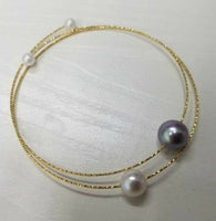 AAA 6-8mm two-pearl style G18K chain Bangle with Certificate