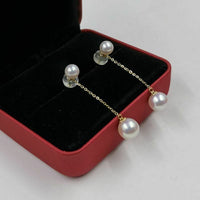 Newly Studs&Dangle AAA round Pearl 18k yellow gold women earring