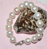 Free shipping 11mm Natural white genuine pearl bracelet