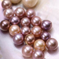 Gorgeous 10 pcs 9.5-10mm round undrilled freshwater pearl purple more