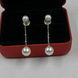 Newly Studs&Dangle AAA round Pearl 18k yellow gold women earring