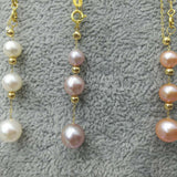 AAA 6-9mm round 3pcs freshwater pearl necklace pendant G18K Chain