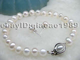 Wholesale 20 Sets 7-8mm freshwater pearl bracelet & earring 925silver studs