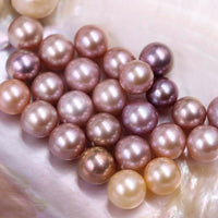 Gorgeous 10 pcs 9.5-10mm round undrilled freshwater pearl purple more