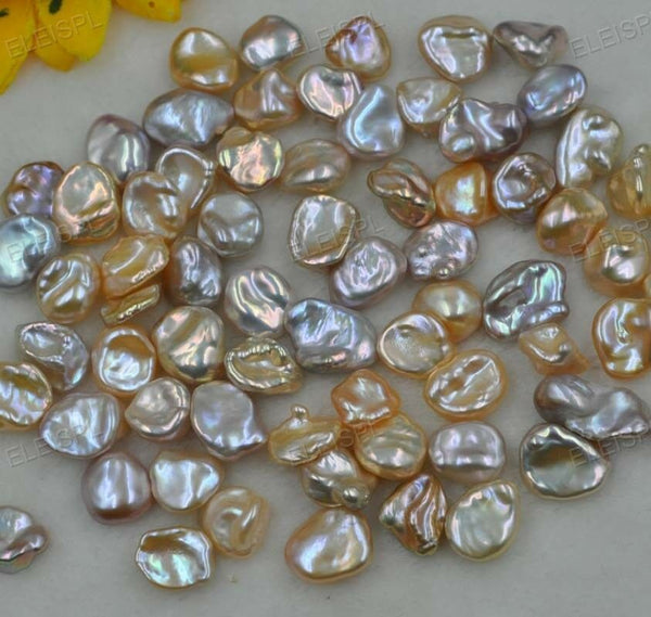 fine 10-15mm  rainbow multi-colors Baroque keshi Pearl 100g loose beads