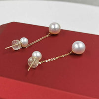 Newly Studs&Dangle AAA round Pearl 18k yellow gold women earring