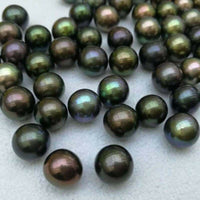 wholesale 10 pcs loose half drilled black cultured freshwater pearl  half hole