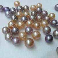 wholesale 10 pcs fine luster 9.5-10mm round mixed natural pearl half hole