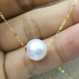 wholesale 5 style AAA round pearl pendant G18K Chain necklace with Certificate