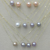 wholesale 5 style AAA round pearl pendant G18K Chain necklace with Certificate