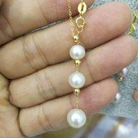 wholesale 5 style AAA round pearl pendant G18K Chain necklace with Certificate