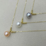 wholesale 5 style AAA round pearl pendant G18K Chain necklace with Certificate