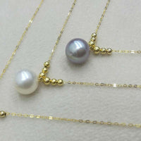 wholesale 5 style AAA round pearl pendant G18K Chain necklace with Certificate